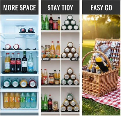 2 Pcs Silicone Bottle Stacking Mat, Stackable Wine Bottle Holder for Fridge, Beer and Soda Can Organizer, Non-Slip Silicone Beer Can Rack for Counter Pantry Cabinet