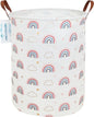 Laundry Basket Canvas Fabric Collapsible Organizer Basket for Storage Bin Toy Bins Gift Baskets Bedroom Clothes Children Nursery Hamper (Round Cloud Rainbow)
