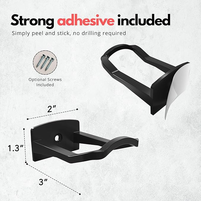 Modern JP Adhesive Cowboy Hat Hooks for Wall (12-Pack) – 3-Inch Wall Mount for Secure Hold, Wide Brim Hat Organizer, Western Room Decor – Black