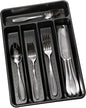 madesmart Small Silverware Tray, Compact 5 Compartment Flatware Organizer for Forks, Knives & Spoons, Non Slip, Soft Grip Lining, Fits Small Drawers, Carbon