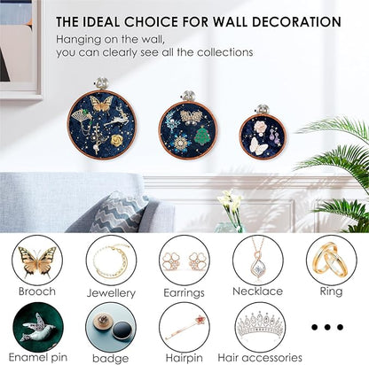3Pcs Corduroy Pin Display Board, Corduroy Wall Hanging Brooch Jewelry Storage Display, 3 Size Vintage Enamel Pin Display Holder for Brooches Enamel Pins Necklace Jewelry (Navy Blue)