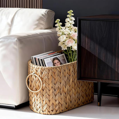 Toilet Paper Storage Bin, Large Storage Basket with Handles, Bathroom Accessories Organizer, Decorative Book Storage