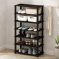 Furinno Turn-S-Tube Set of 2 Shoe Rack, 4-Tier Shoe Organizer, Shoe Storage with Multipurpose, 11.6 x 23.6 x 22.3, for Closet Entryway, Office, Garage, Espresso/Black, Set of 2