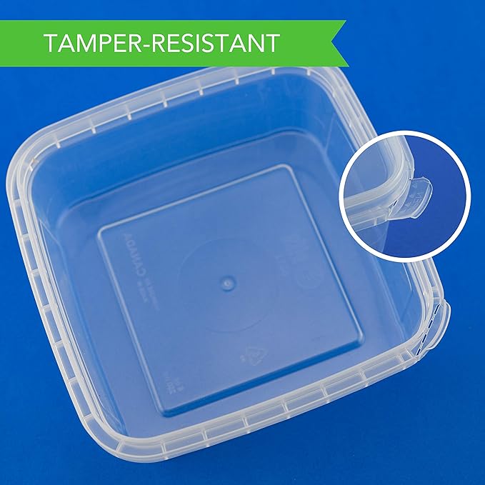 NYHI 16 oz Deli Containers with Lids 20 Pack, Square Clear Plastic Containers with Lids BPA Free, Airtight Soup Containers with Lids for Meal Prep, Take Out & Food Storage