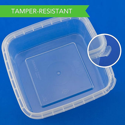NYHI 16 oz Deli Containers with Lids 20 Pack, Square Clear Plastic Containers with Lids BPA Free, Airtight Soup Containers with Lids for Meal Prep, Take Out & Food Storage