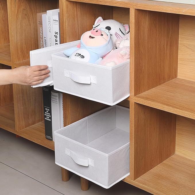 Clothings Collapsible Storage Bins, Foldable Organizers and Storage Baskets Cube Storage Bin for Bedroom Living Room (4 Pack) (White, 15.4x11.4x5.5inch)