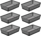 YBM HOME 6-Pack Plastic Storage Baskets Bins for Home Junk Drawer, Shelves, and Office Organization, Functional Trays/Containers Great for Kitchen Pantry, Cabinets, Bedrooms, and Bathrooms, Grey