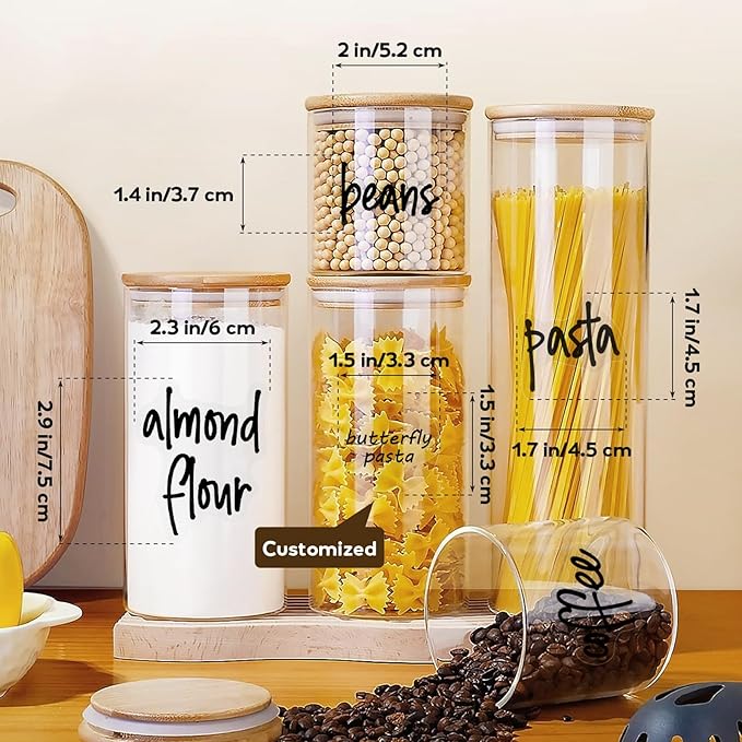 170PCS Food Pantry Labels, Kitchen Container Storage Labels Spice Organize Storage Jars Boxes Bottles Preprinted Black Script Clear Stickers - Water and Oil Resistant