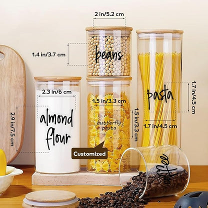 170PCS Food Pantry Labels, Kitchen Container Storage Labels Spice Organize Storage Jars Boxes Bottles Preprinted Black Script Clear Stickers - Water and Oil Resistant