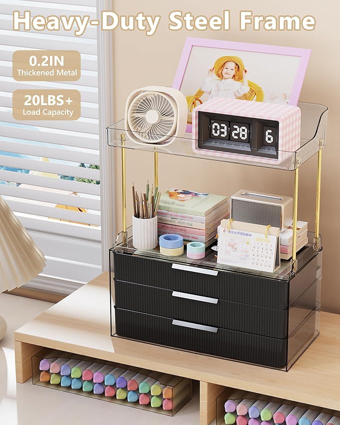 Anylady Bathroom Organizers and Storage, Makeup Organizer (Sturdy Durable Attractive), Ideal for Vanity, Countertop, Counter, Perfume, Skincare, Cabinet, Cosmetic, Dresser Organizer (deep black)