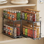 2 Packs Pull Out Spice Rack Organizer for Cabinet, 2-Tier Slide Out Seasoning Organizer, Narrow Cabinet Spice Rack, 10.7" Dx4.8 Wx8.85 H, Full Extension Ball Bearing Glides, Kitchen Pantry Organizer