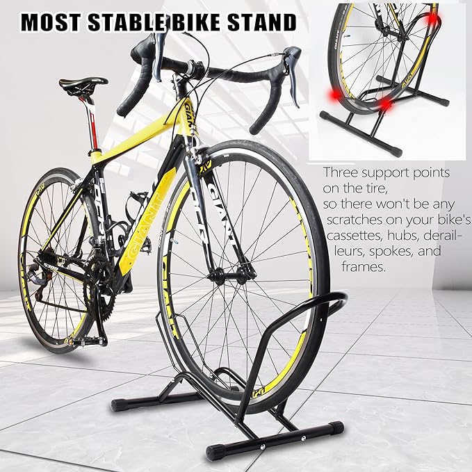 Bike Floor Stand,Bike Rack Floor Type，Bike Stand Holds 16”-29”Wheels,Bicycle Stand suitable for Apartments and Garages
