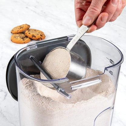 ProKeeper+ by Progressive International Clear Plastic Airtight Food Baker's Kitchen Storage Organization Container Canister Set with Magnetic Accessories (Flour 4-Quart)