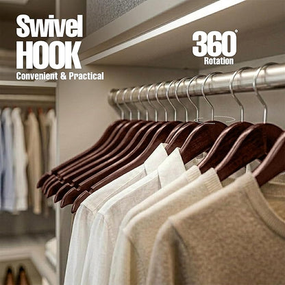 Utopia Home Premium Wooden Hangers 30 Pack - Durable & Slim Coat Hanger - Suit Hangers with 360-Degree Rotatable Hook - Wood Hangers with Shoulder Grooves (Brown)