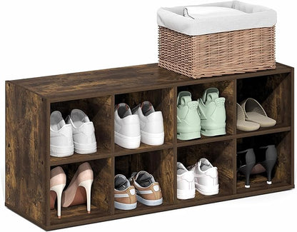 Furinno FANO Shoe Rack, 8-Cube Shoe Organizer, Stackable Shoe Storage, 11.7 x 35.9 x 15.6, for Closet Entryway, Office, Garage, Amber Pine