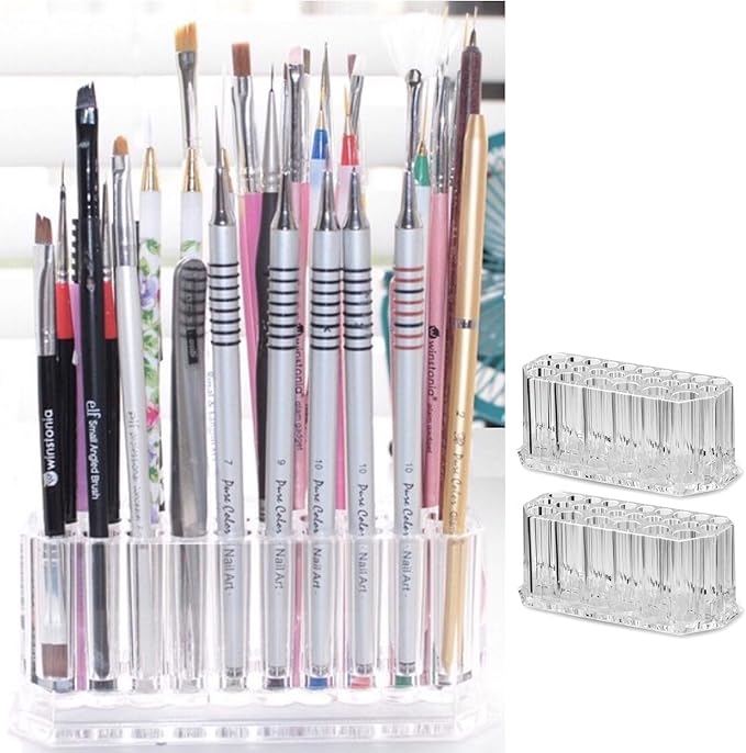 Acrylic Nail Art Tool Organizer Storage for Storing Pro Beauty Finger Nailcare Art Kit Tools Makeup Display Case Refillable Container Holder Organization (2)