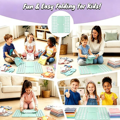 Toddler Shirt Folding Board (Ages 1–7) – Build Independence & Fine Motor Skills, Mini Kids Clothes Folding Board & Shirt Folder, Portable Laundry Organizer for Small Sizes (Sky Blue)