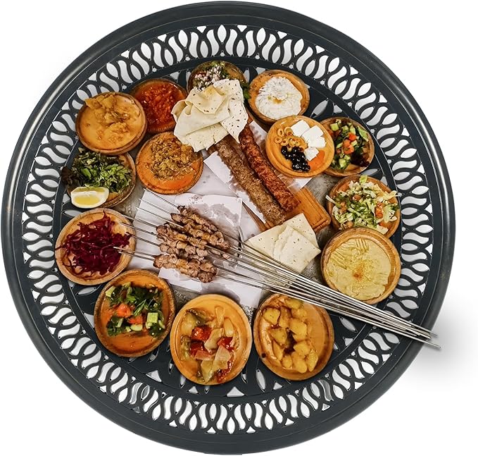 VIVIJASON 35.4" Cast Aluminum Lazy Susan Turntable, 360° Large Rotating Display Tray with Silent Bearings, Round Table Top Swivel Serving Plate with 2" Umbrella Hole for Outdoor Dining Table