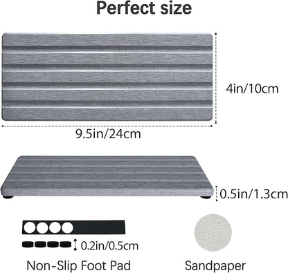 Diatomite Soap Dish, Water Absorbing Stone Tray, Kitchen Sink Organizer, Fast Drying Counter Holder (Grey, 9.5" x 4"/24 x 10cm)