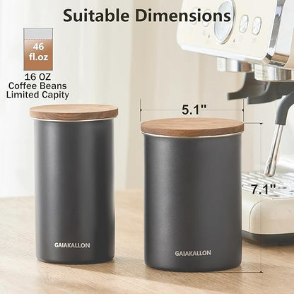 Vacuum Coffee Canister, Stainless Steel Airtight Canister for 16oz Coffee Beans, Coffee Bean Storage, 46 fl.oz