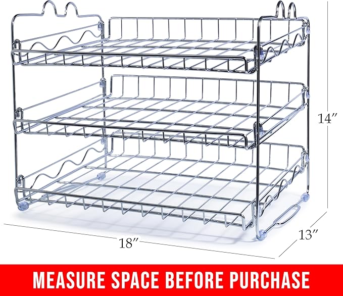 Che'mar Can Organizer for Pantry - Stackable Can Rack for 36 Cans, Canned Food Storage, Pantry Shelf, Kitchen Cabinet or Countertop. (Chrome) | for Pantry