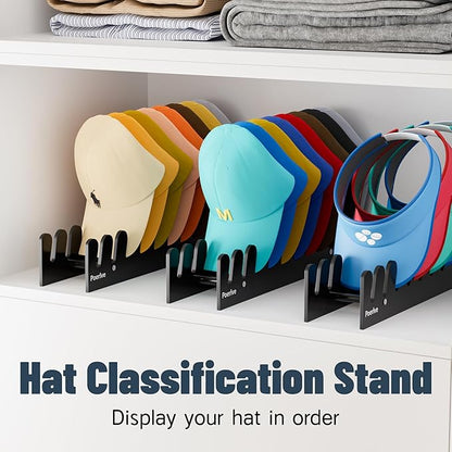 Hat Organizer for Baseball Caps, Hat Rack, Acrylic Hat Display, Hat Stand, Baseball Cap Organizer, Hat Holder for Closet, Desk, Bedroom, Hat Storage, Black,4pcs