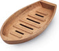 Acacia Wooden Soap Dish with Self Draining, Funny and Modern Multi Shape Design, Soap Holder for Sink Countertop, Shower & Bathroom Soap Tray。 (Boat-5.9"x3.74"x0.86")