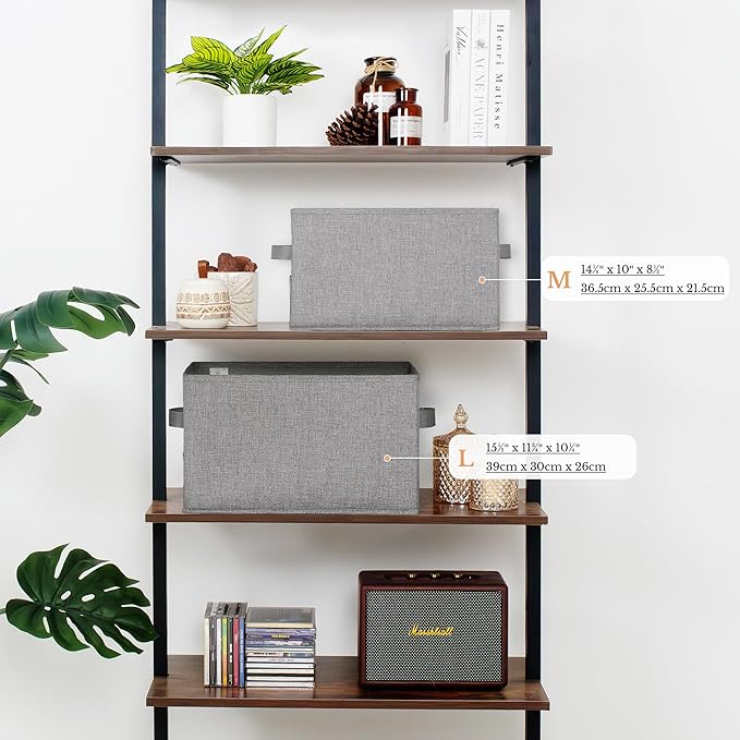 GRANNY SAYS Storage Basket for Shelves, Closet Clothes Bins with Label Holders, Fabric Storage Bin for Bedroom, Decorative Storage Boxes for Organizing, Dark Gray, Medium, 3-Pack