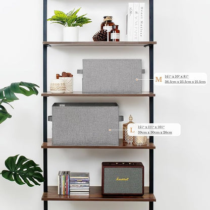 GRANNY SAYS Storage Basket for Shelves, Closet Clothes Bins with Label Holders, Fabric Storage Bin for Bedroom, Decorative Storage Boxes for Organizing, Dark Gray, Medium, 3-Pack