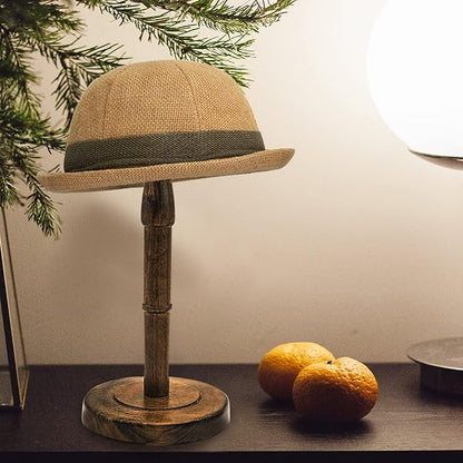 Freestanding Hat Stand, Tabletop Hat Rack, Wood Display Stand Holder for Caps and Wigs (Antique Brown)(One Piece)