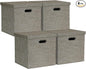Posprica Storage Bins with Lids,13×13×13 Foldable Storage Cube Baskets Boxes Fabric Drawers for Closet Shelf Cabinet Bookcase,Set of 4,Coffee