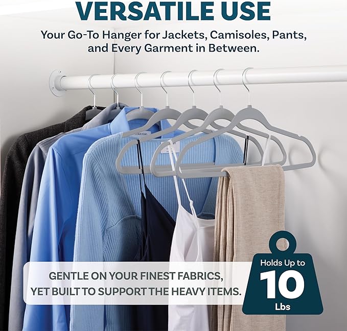DEILSY™ Gray Hangers 50 Pack - Non Velvet Slim Hangers - Durable Hanger Space Saver for Closet Organization, Shirts, Dresses, Jackets, Pants, Adult Clothes Storage Solution