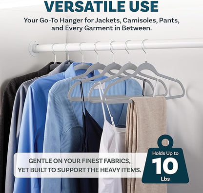 DEILSY™ Gray Hangers 50 Pack - Non Velvet Slim Hangers - Durable Hanger Space Saver for Closet Organization, Shirts, Dresses, Jackets, Pants, Adult Clothes Storage Solution