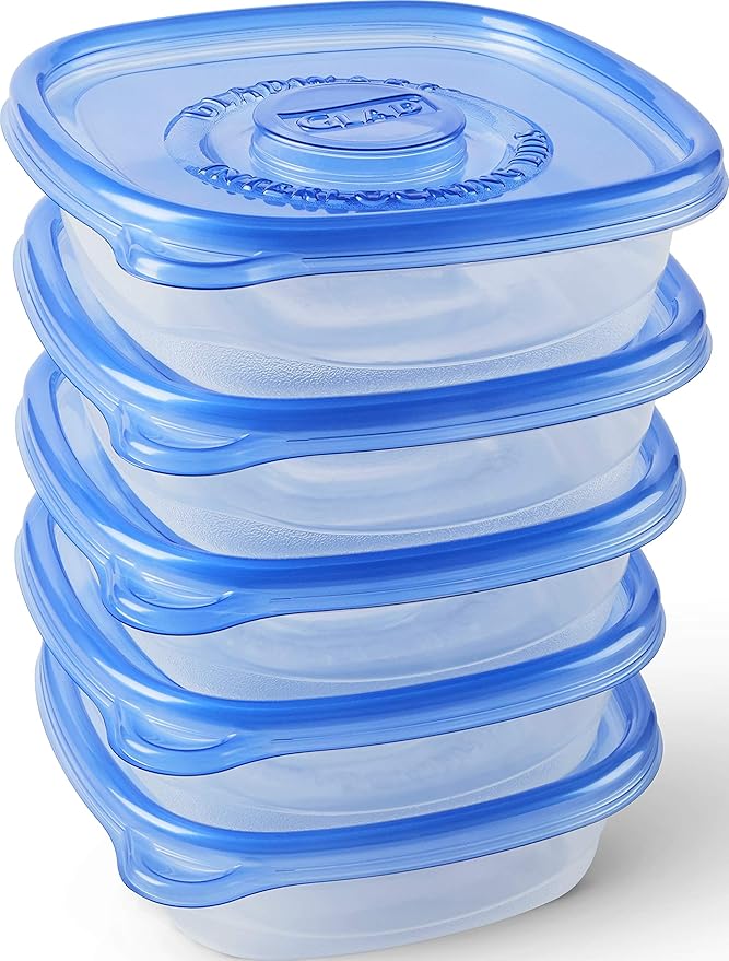GladWare Entree Food Storage Containers, Medium Square Holds 25 Ounces of Food, 5 Count Set | Tupperware, Plastic Food Container, Meal Prep Container, Plastic Containers with Lids