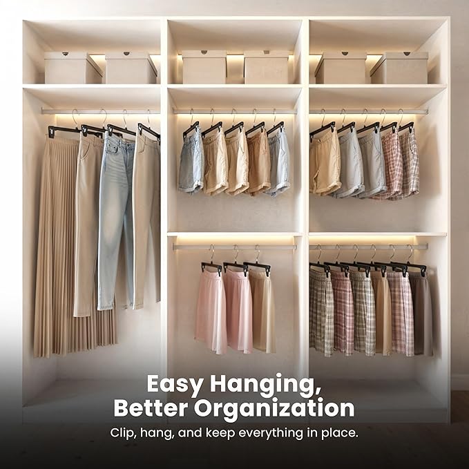 Utopia Home Skirt Hangers - 30 Pack Plastic Hangers with Clips and 360 Swivel Hook for Closet Use and Hanging Bottoms Such as Skirts Pants Jeans