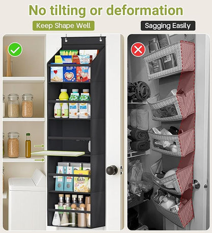 AOODA 2 Pack Over the Door Organizer, Large Capacity Closet Door Hanging Organizer, Clear Deep Pockets Baby Storage for Nursery, Bathroom, Bedroom, Pantry, Diapers (Black)