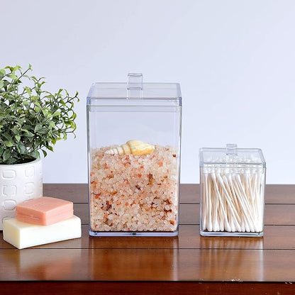 Youngever Clear Plastic Apothecary Jar, Square Shape (15 Ounce and 60 Ounce)