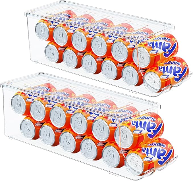 SCAVATA 2 Pack Soda Can Organizer & 1 Pack Skinny Can Organizer for Refrigerator