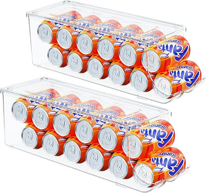 SCAVATA 2 Pack Soda Can Organizer & 1 Pack Skinny Can Organizer for Refrigerator