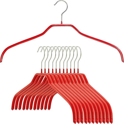 Mawa by Reston Lloyd Silhouette Series Non-Slip Space Saving Clothes Hanger for Shirts and Dresses, Style 41/F, Set of 12, Red