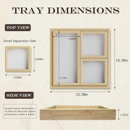Small Bathroom Countertop Tray Set of 4 for Vanity and Toilet Tank, Stackable Desk Drawer Organizer, Wood Color