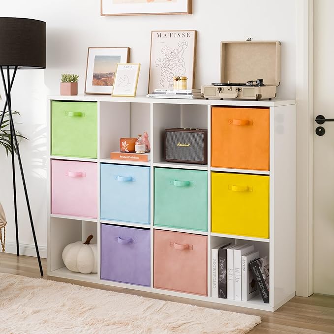 GRANNY SAYS 13 Inch Cube Storage Bins, Colorful Cube Storage Organizer, Fabric Storage Bins, Storage Cubes for Shelves, Closet, Toy Storage Bins for Kids Room, Play Room, Colour, 8-Pack
