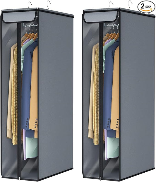 Univivi Garment Bags for Hanging Clothes 40", Hanging Garment Bags for Closet Storage with Large Clear Window, Garment Storage Bags for Suits, Coats, Dresses, 2 Pack