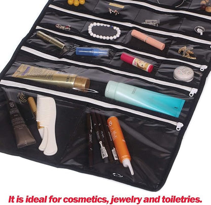 DIOMMELL Hanging Jewelry Organizer 47 Pockets with Zipper for Earrings Necklace Bracelet Ring Accessory Display Storage Bag Travel Holder Box