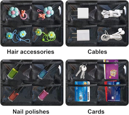 MISSLO Jewelry Hanging Non-Woven Organizer Holder 32 Pockets 18 Hook and Loops - Black