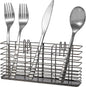 Slideep Cutlery Utensil Silverware Drying Rack, Flatware Storage Solution Basket with Hooks for Kitchen Dish Drainer Dish Drying Rack, Rust Proof Nickel