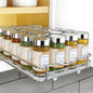 LYNK PROFESSIONAL® Pull Out Spice Organization for Cabinets - 8-3/8 inch Wide – Spice Rack for Inside Cabinets, Slide Out Spice Rack Organizer for cabinet – Pull Out Spice Rack, Sliding 1 Tier Chrome