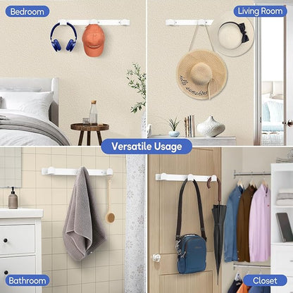 KIMBORA 4 Packs Hat Rack for Wall, Hat Organizer for Baseball Caps Holds 36 pcs, 3 Mounting Options Cap Hook Hanger, Strong Snapback Holder Storage Display for Door, Room, Closet (White)