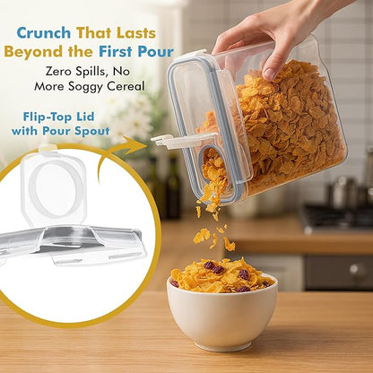 Shazo 2 Pack (15.4 Oz Cereal Capacity) Small Airtight Cereal Containers Storage with Lids, Perfect Space Saving BPA-Free Plastic Container, Pantry Organization and Canister for Rice, Sugar & Flour