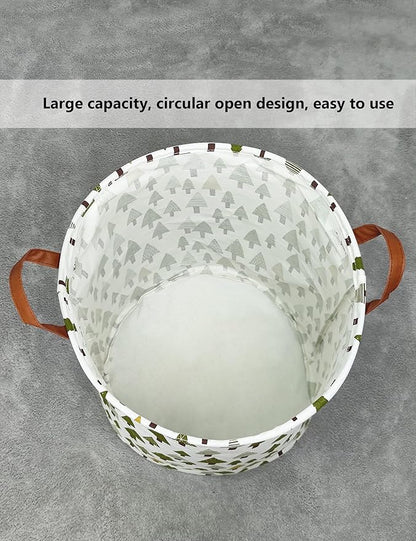 QUEENLALA Large Storage Basket,Laundry Hamper/Bathroom/Home Decor/Collapsible Round Storage Bin,Boys and Girls Hamper/Boxes/Clothing(Green forest)
